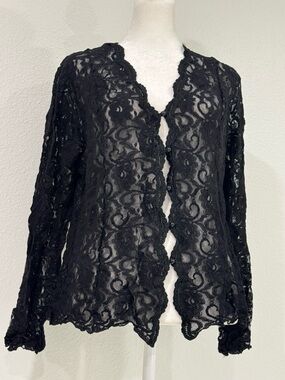 Romantic Moods Y2K Lace Layering Top Cardigan Sz M Romantic Fairy Long Sleeve